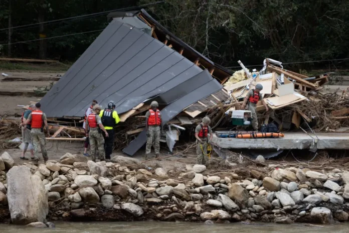 President Biden and Vice President Harris visiting the hurricane-