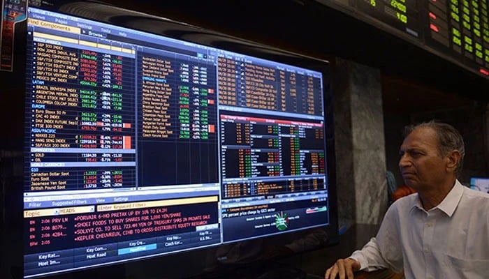 "KSE-100 index surges past 104,000 points as inflation rate drops to a six-year low, boosting investor confidence."